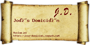 Joós Domicián névjegykártya